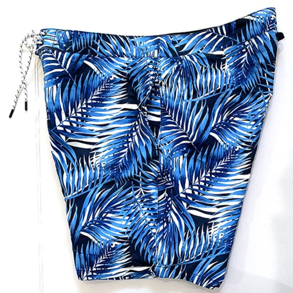 😊 EXPRESS MEN BLUE PALM TREE BORAD SHORT  L NWT - Picture 3 of 9